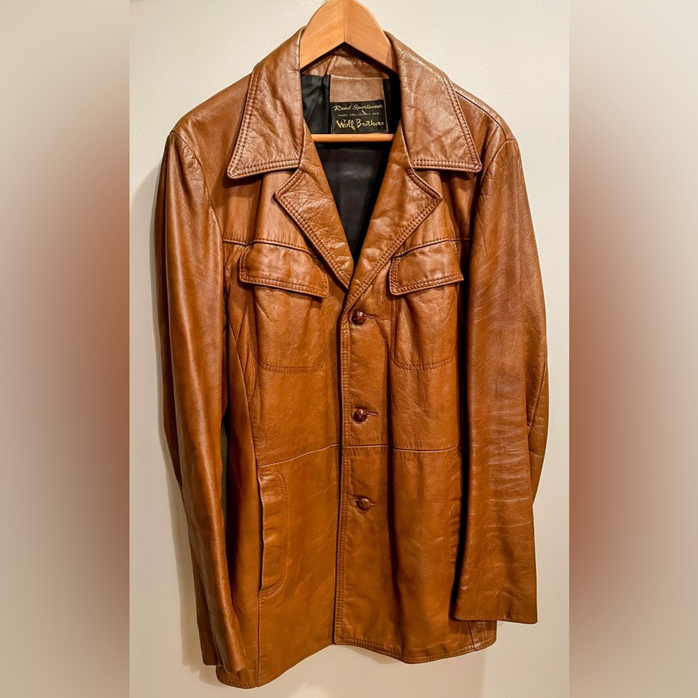 Men’s Vintage leather trenchcoat / jacket